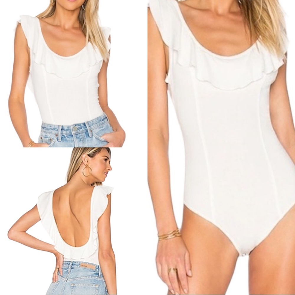 INTIMATELY FREE PEOPLE:  Uh Huh Ruffle Ivory Bodysuit -Size Medium